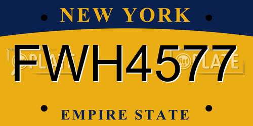 FWH4577 New York License Plate