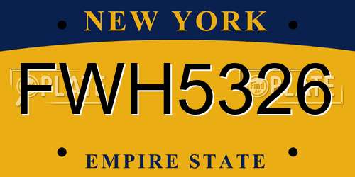 FWH5326 New York License Plate