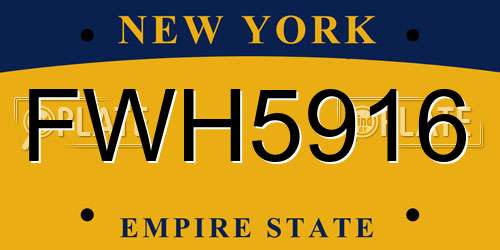 FWH5916 New York License Plate