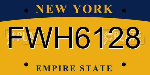 FWH6128 New York License Plate