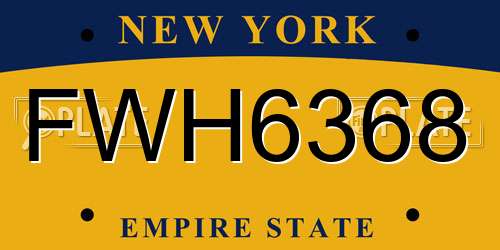 FWH6368 New York License Plate