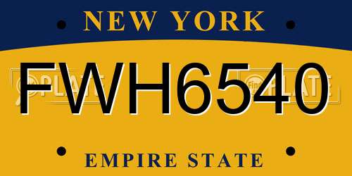 FWH6540 New York License Plate