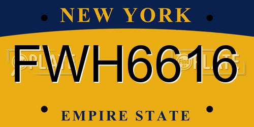 FWH6616 New York License Plate