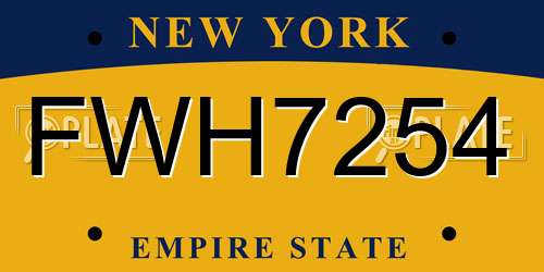 FWH7254 New York License Plate