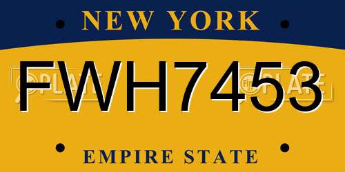 FWH7453 New York License Plate