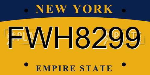 FWH8299 New York License Plate