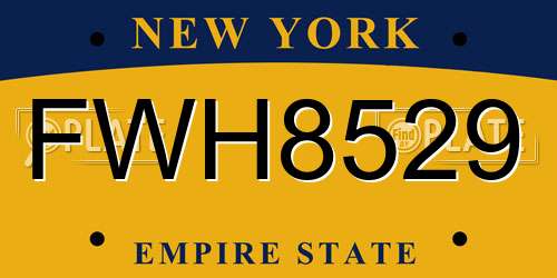 FWH8529 New York License Plate