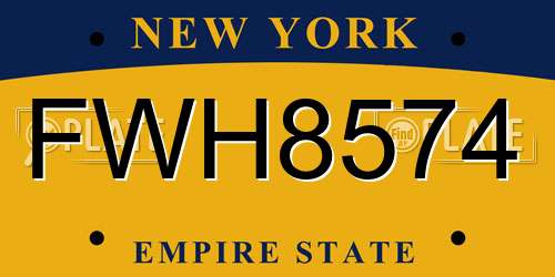 FWH8574 New York License Plate