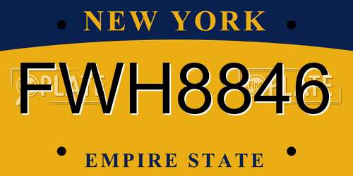 FWH8846 New York License Plate