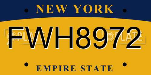 FWH8972 New York License Plate