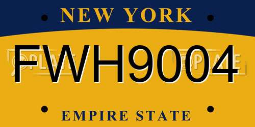 FWH9004 New York License Plate