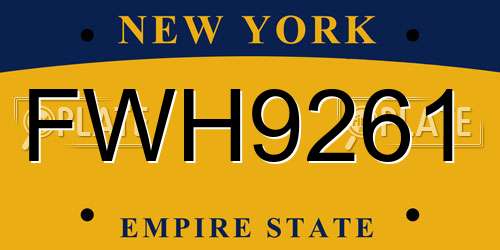 FWH9261 New York License Plate