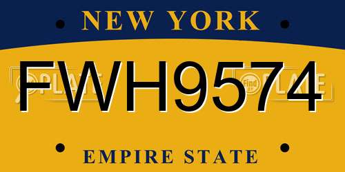 FWH9574 New York License Plate