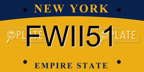FWII51 New York License Plate