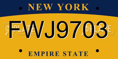 FWJ9703 New York License Plate