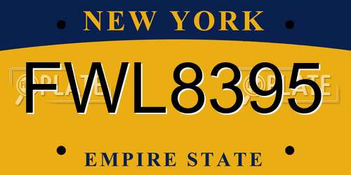 FWL8395 New York License Plate