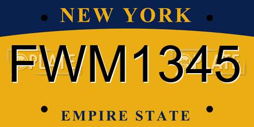 FWM1345 New York License Plate