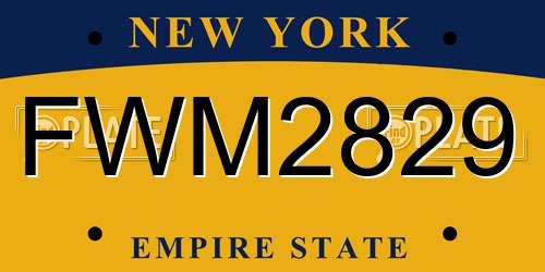 FWM2829 New York License Plate