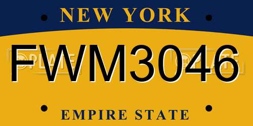 FWM3046 New York License Plate