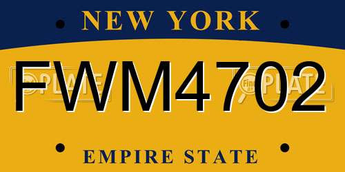 FWM4702 New York License Plate