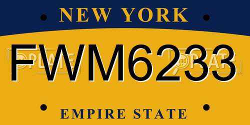 FWM6233 New York License Plate