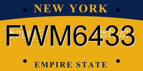 FWM6433 New York License Plate