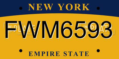 FWM6593 New York License Plate