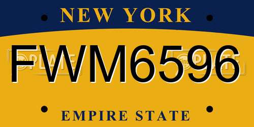 FWM6596 New York License Plate