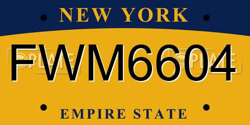 FWM6604 New York License Plate