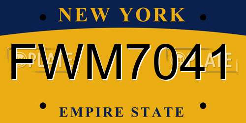 FWM7041 New York License Plate