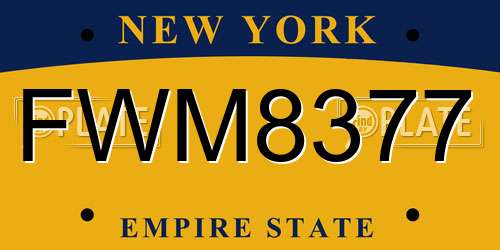 FWM8377 New York License Plate