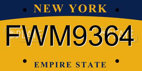 FWM9364 New York License Plate