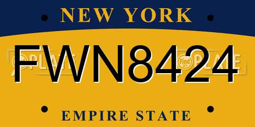 FWN8424 New York License Plate