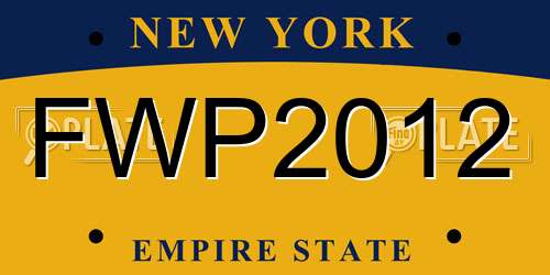 FWP2012 New York License Plate
