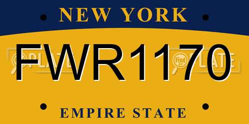 FWR1170 New York License Plate