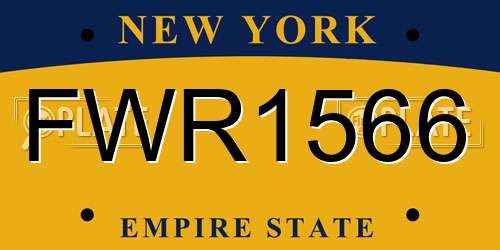 FWR1566 New York License Plate