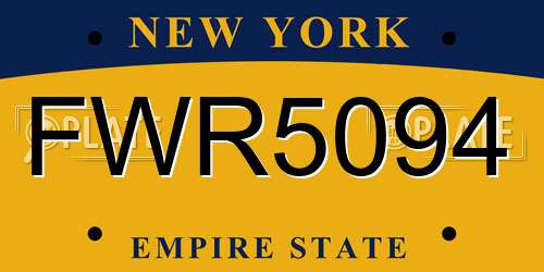 FWR5094 New York License Plate