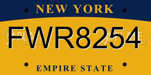 FWR8254 New York License Plate