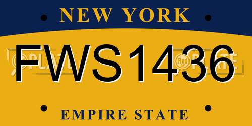 FWS1436 New York License Plate