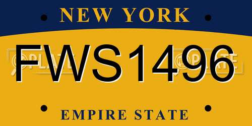 FWS1496 New York License Plate