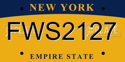 FWS2127 New York License Plate