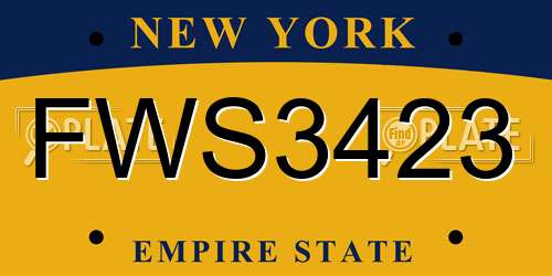 FWS3423 New York License Plate