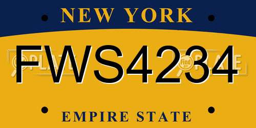 FWS4234 New York License Plate