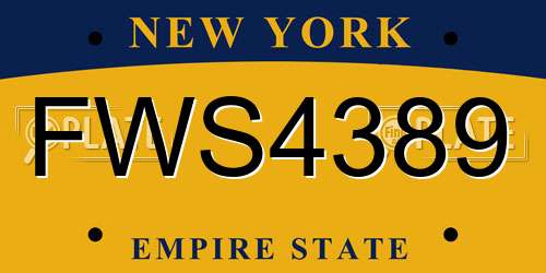 FWS4389 New York License Plate