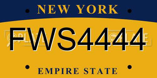 FWS4444 New York License Plate