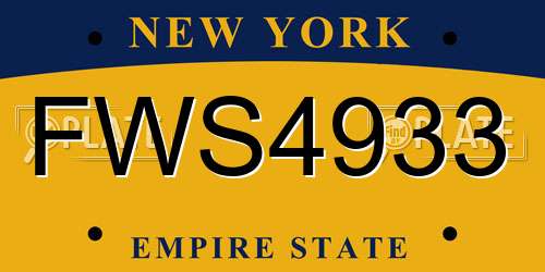 FWS4933 New York License Plate