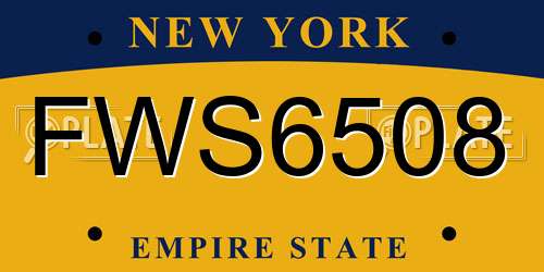 FWS6508 New York License Plate