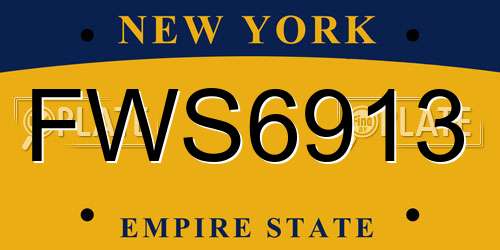 FWS6913 New York License Plate