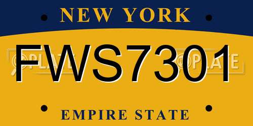 FWS7301 New York License Plate