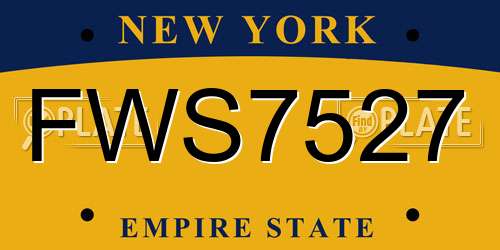 FWS7527 New York License Plate